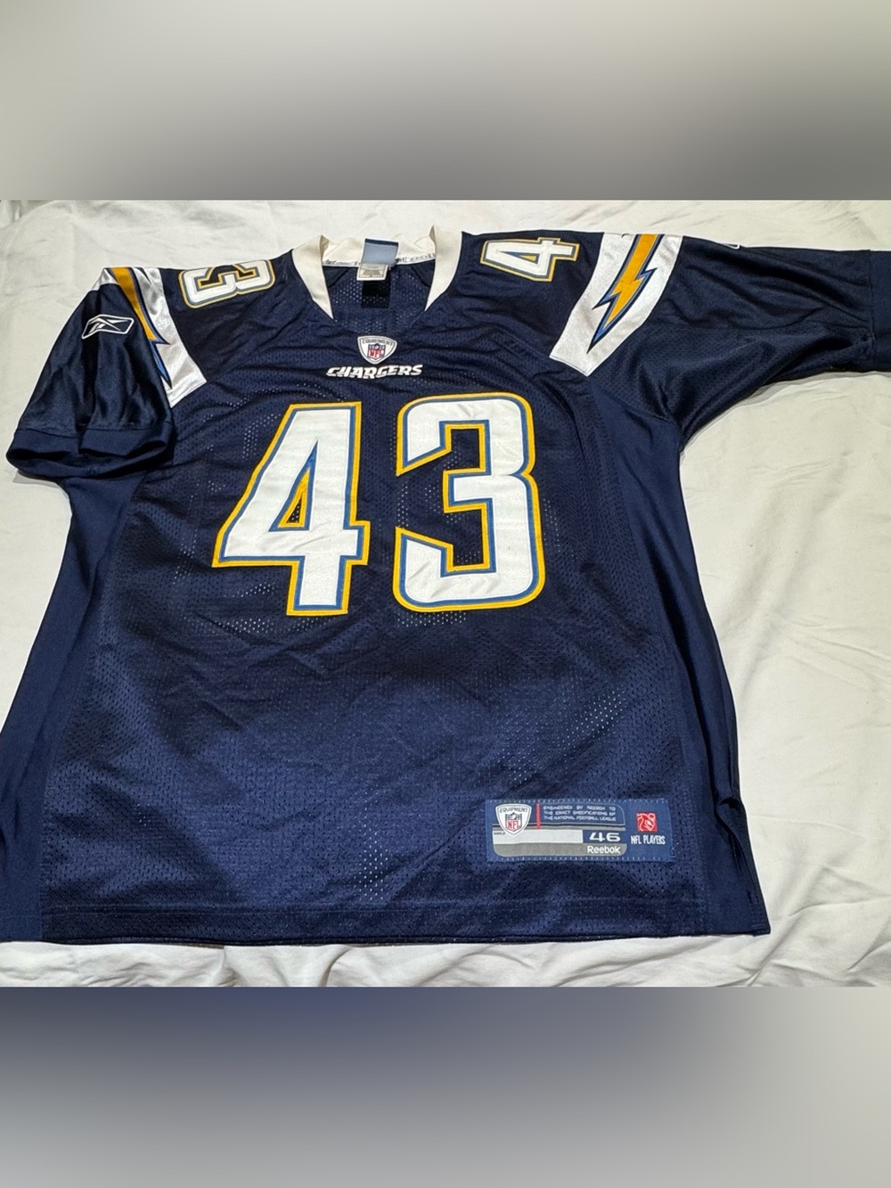 Darren Sproles #43 SD Chargers Reebok NFL On Field jersey in navy, size 46